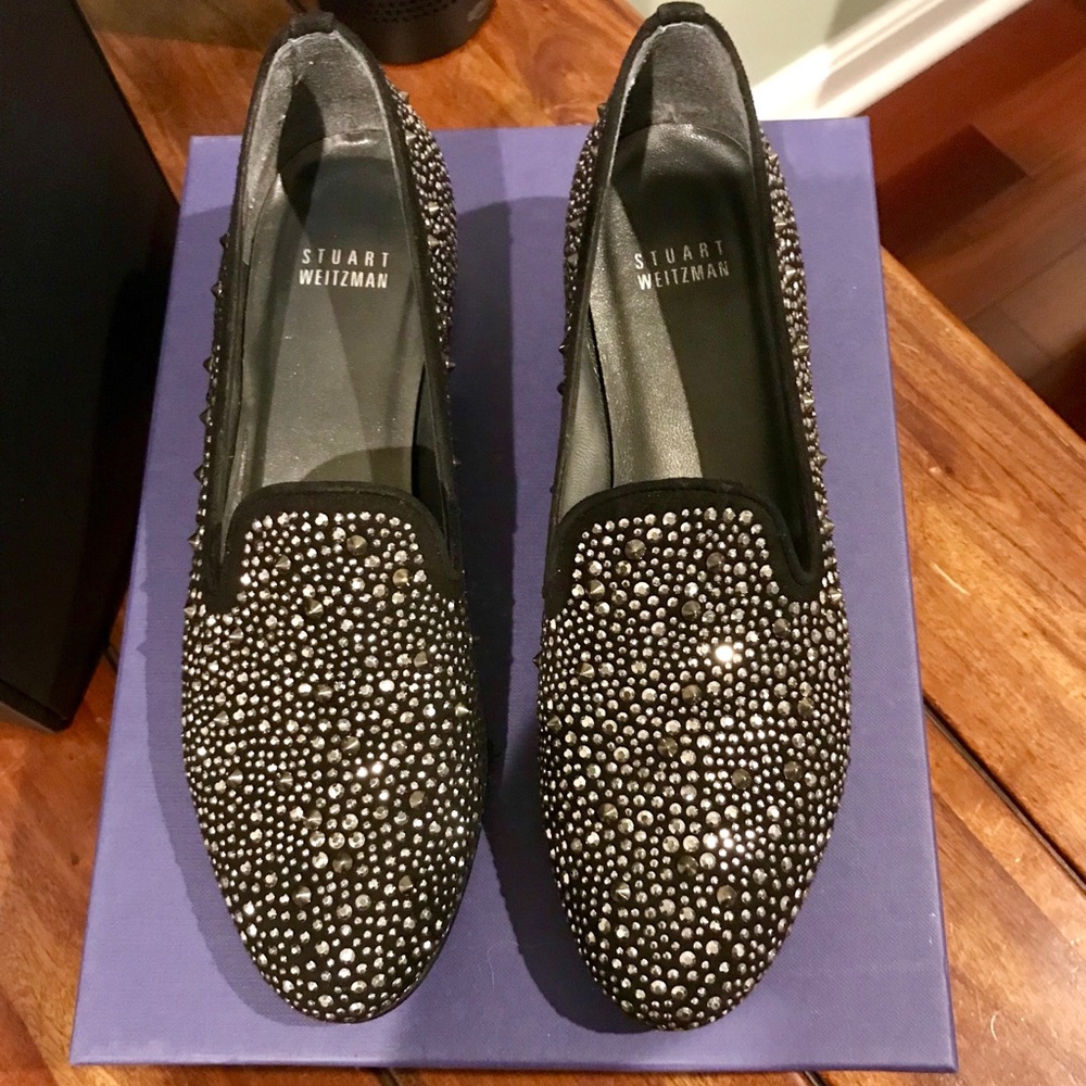 Stuart Weitzman Slipbead Studded Smoking Slippers